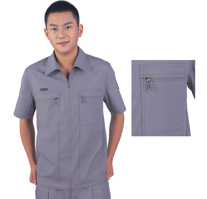 短袖工作服 精細帆布 駝灰